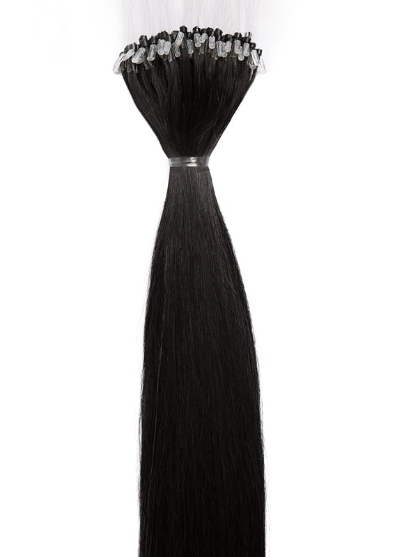 Extensiones de cabello micro loop de 24 pulgadas #1 Negro azabache