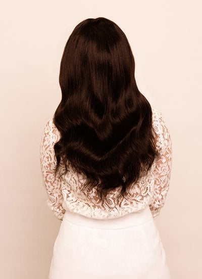 Perruque en cheveux humains Lace Front 16 pouces #1C Brun moka