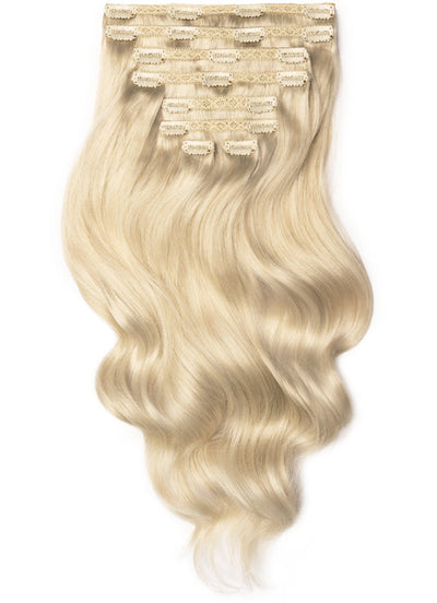 16 inch Full Volume Clip in Hair Extensions Platinum Blonde