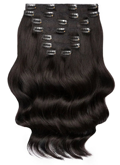 Extensiones de cabello de clip de lujo de 16 pulgadas #1 Negro azabache