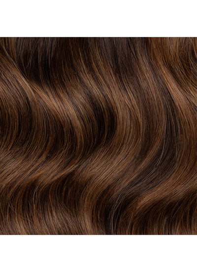 Extensions de cheveux à clip plein volume 16 pouces Balayage Moka & Marron Moyen