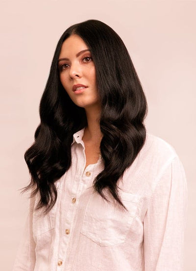 Extensions de cheveux à clip deluxe 16 pouces #1B Noir naturel