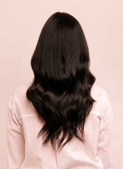 Extensions de cheveux à clip deluxe 16 pouces #1B Noir naturel