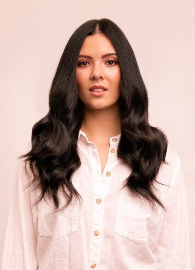 Extensions de cheveux à clip deluxe 16 pouces #1B Noir naturel