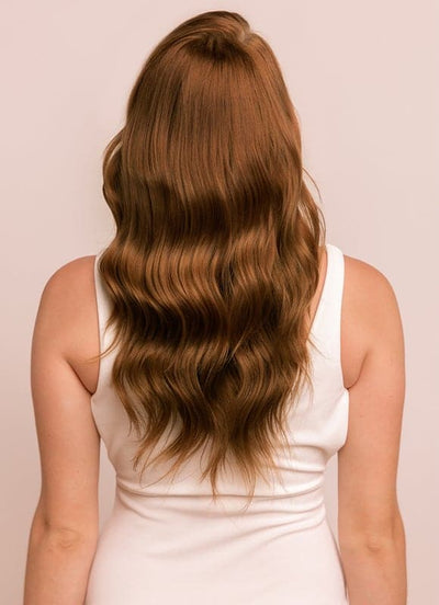 Extensiones de pelo de quita y pon Deluxe de 16 pulgadas #4 Castaño medio