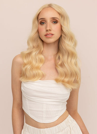 Extensions de cheveux Deluxe à clipser 16 pouces #613 Blond décoloré