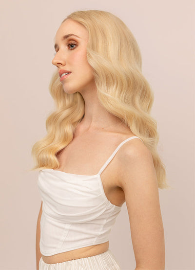 Extensions de cheveux Deluxe à clipser 16 pouces #613 Blond décoloré