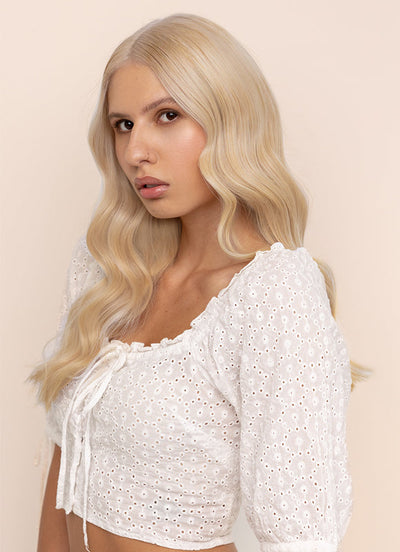 Extensions de cheveux à clipser 16 pouces volume complet Blond glace