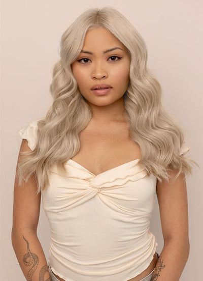 Extensions de cheveux à clipser 16 pouces volume complet Gris clair