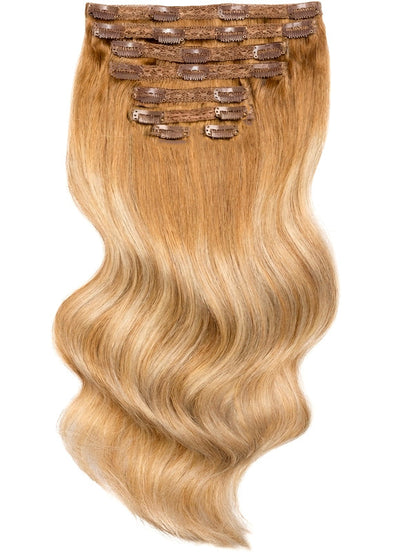 Extensiones de Pelo con Clip de Volumen Completo de 16 Pulgadas Balayage Rubio Cenizo y Rubio Claro