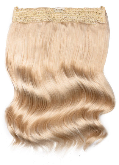 Extensiones de cabello halo de 16 pulgadas en rubio ceniza claro #60A
