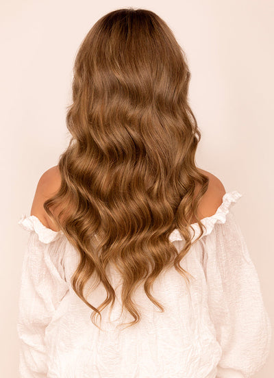 16 inch Halo Hair Extensions Dark & Chestnut Brown Balayage