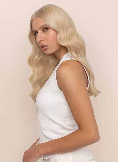 16palcové halo prodloužení vlasů ledová blond