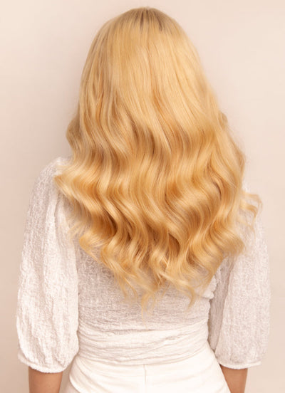 Extensions de cheveux à clip Ultimate Volume 16 pouces Blond clair avec mèches blond fraise