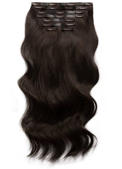 Extensions de cheveux à clips sans couture 22 pouces #1C Brun moka