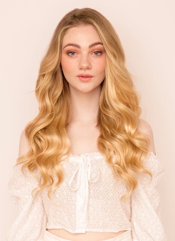 20 palcové plné objemové clip-in prodloužení vlasů popelavě hnědé a světle blond balayage