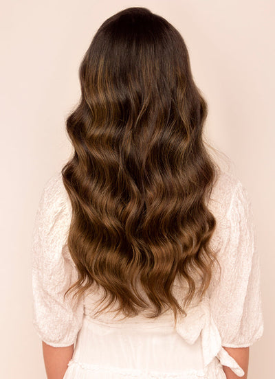 Extensions de cheveux à clips Volume ultime 20 pouces Balayage moka et brun moyen