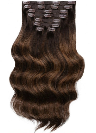 Extensions de cheveux à clipser 20 pouces Volume Complet Balayage Moka & Brun Moyen