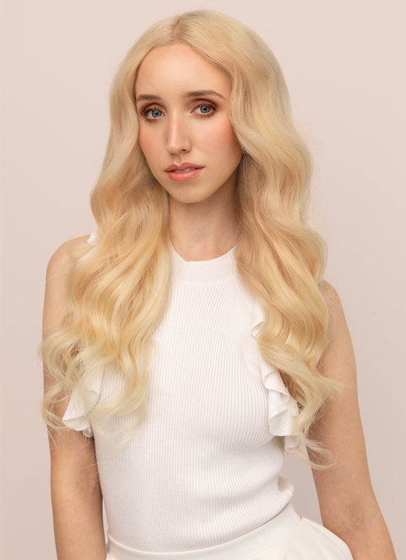20palcové plné objemové prodloužení vlasů na sponky #613 vybělená blond