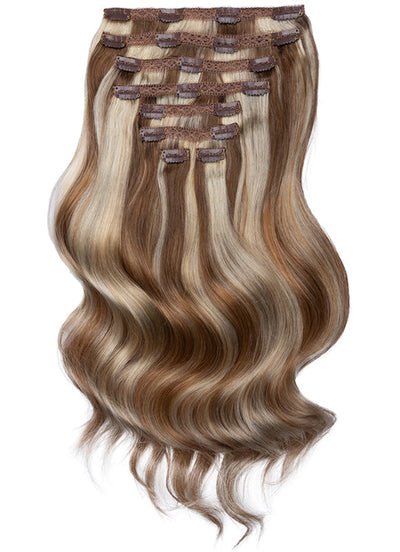 Extensions de cheveux à clipser 20 pouces volume complet Brun & Blond (Bronde) Balayage