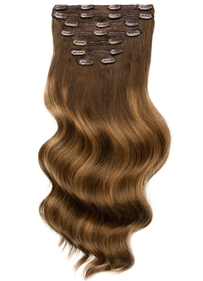 Extensions de cheveux à clips Volume ultime 20 pouces en Balayage brun foncé et châtain