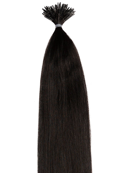 Extensiones de cabello de punta en I/microrreborde de 20 pulgadas #1B Negro natural