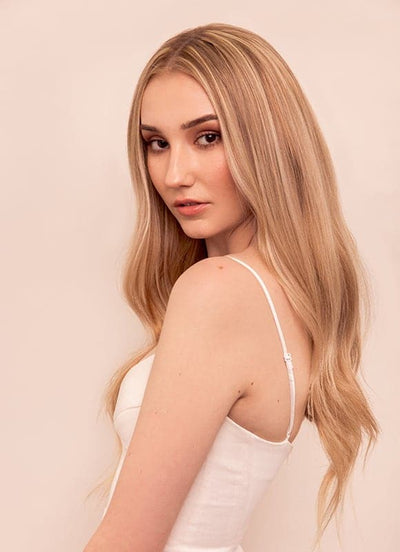 20 palců Bezšvové clip in prodloužení vlasů Světle hnědá se světle blond melíry