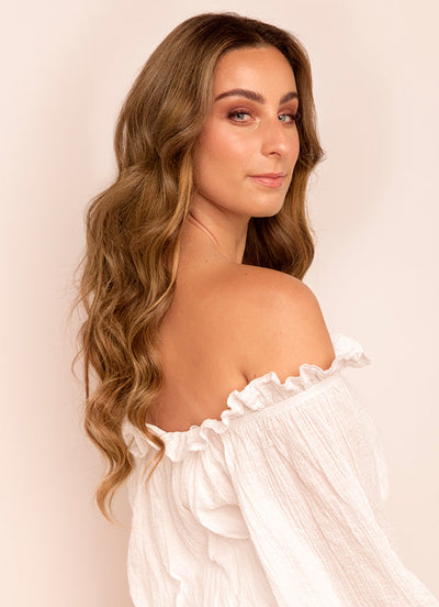 20 palců Bezšvové clip in prodloužení vlasů Tmavě a kaštanově hnědý balayage