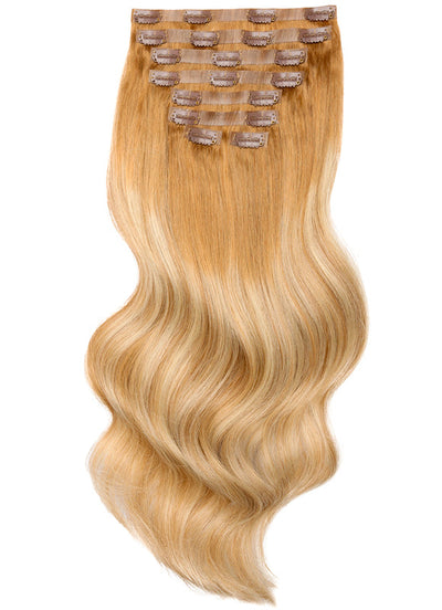 Extensiones de Pelo de Quita y Pon Sin Costuras de 20 Pulgadas Balayage Rubio Ceniza y Rubio Claro