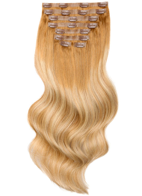 20 palců Bezšvové clip in prodloužení vlasů Popelavě hnědá a světle blond balayage