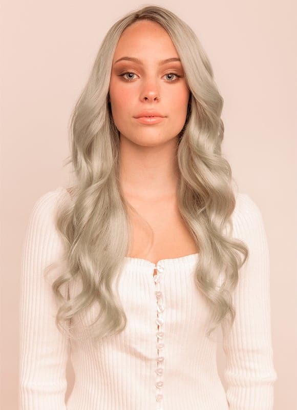 20 palců Deluxe clip in prodloužení vlasů Stříbrná
