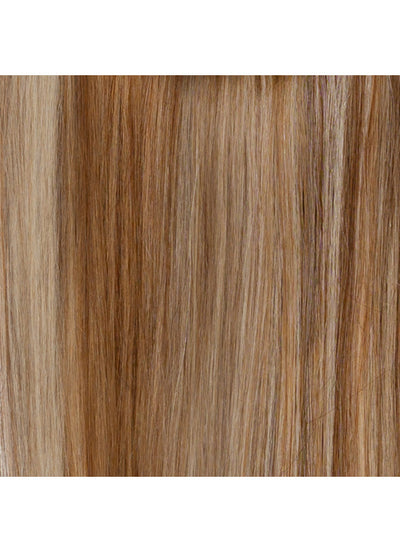 Extension de queue de cheval à clip de 22 pouces, brun et blond (bronde) balayage #F4A-4A8A613