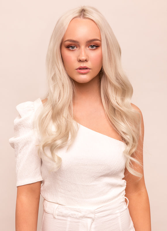 22 Zoll Halo-Haarverlängerungen – Platinblond