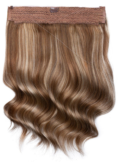 22palcové halo prodloužení vlasů hnědá a blond (bronde) balayage