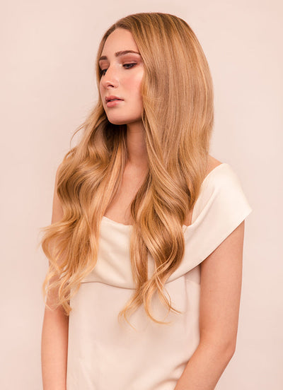 Extensiones de pelo Halo de 22 pulgadas en #16 Rubio Dorado Claro