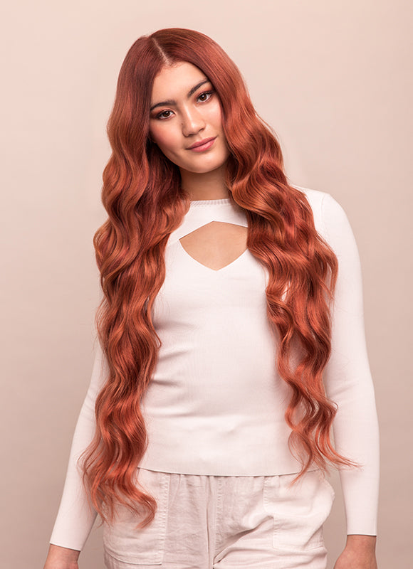 30palcové clip-in prodloužení vlasů Ultimate Volume #33 tmavě kaštanově červená