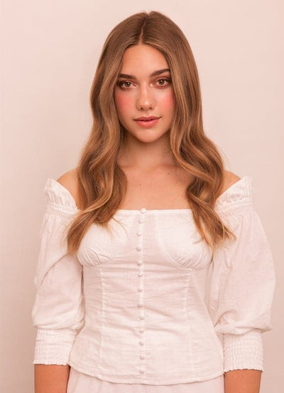 Extensions de cheveux à clip deluxe 16 pouces #8 Brun châtain