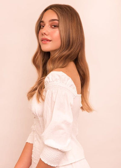 Extensions de cheveux à clip deluxe 16 pouces #8 Brun châtain