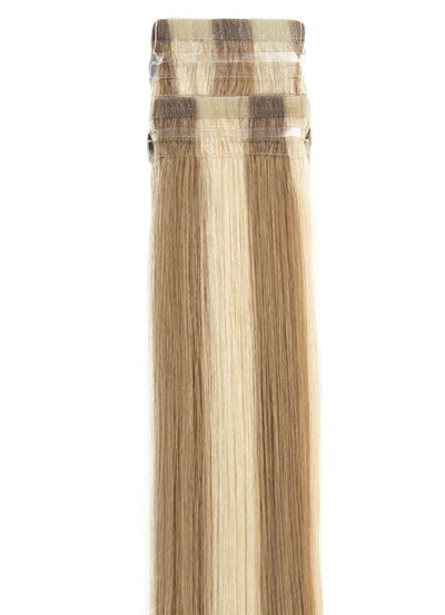 20 Zoll Remy Tape Extensions Hellbraun mit Hellblonden Strähnchen