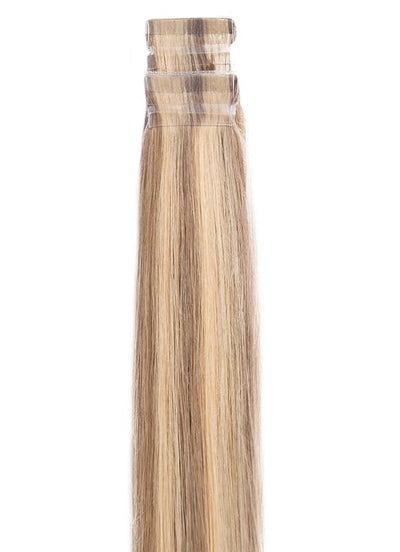 20 Zoll Remy Tape Extensions Goldbraun mit Hellblonden Strähnchen
