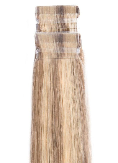 20 Zoll Remy Tape Extensions Goldbraun mit Hellblonden Strähnchen