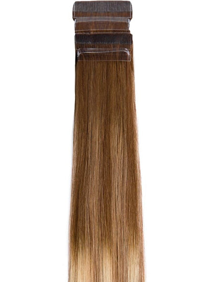 20 Zoll Remy Tape Extensions Mittel Aschbraun bis Hell & Dunkel Aschblond Highlights Balayage