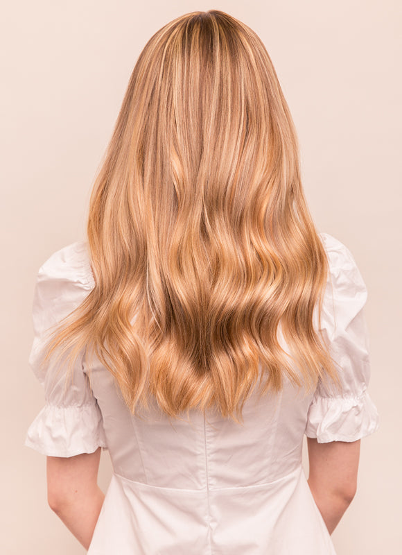 Clip-in One Piece Volumiser – Hellbraun mit hellblonden Strähnen