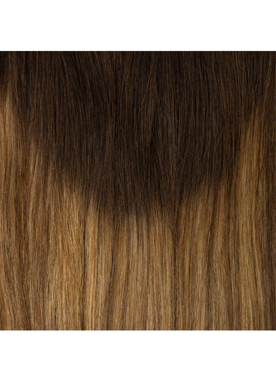 Extension de queue de cheval à clip 16 pouces Balayage Marron Foncé & Clair