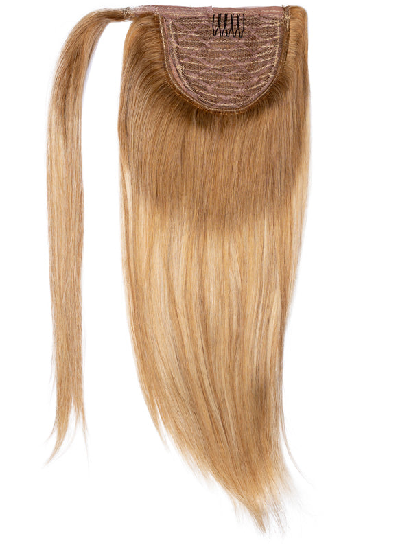 Extension de queue de cheval à clip 16 pouces Balayage Marron Clair & Blond