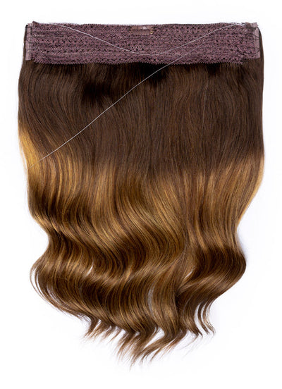 16 inch Halo Hair Extensions Dark & Chestnut Brown Balayage