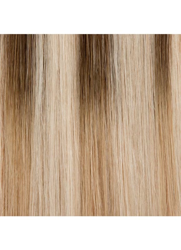 20 Inch Remy Tape Hair Extensions Medium Ash Brown to Golden & Light Blonde Highlights Balayage