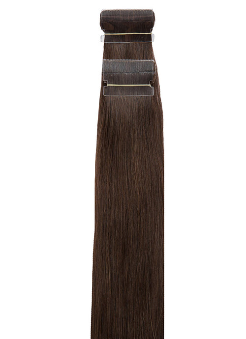 24 Zoll Tape Echthaar Extensions #2 Dunkelbraun