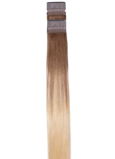 20 Zoll Remy Tape-Haarverlängerungen Medium Aschbraun zu Hellblond Balayage
