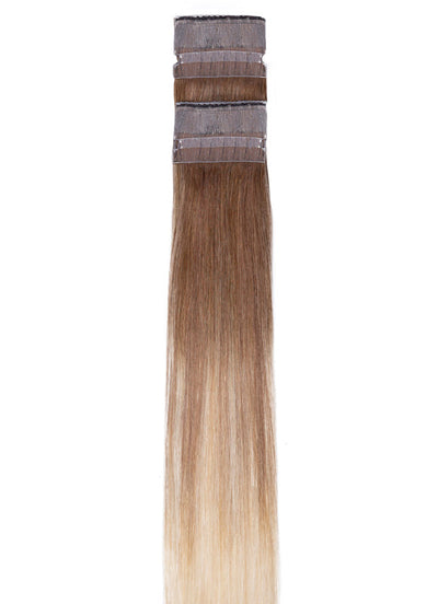20 Zoll Remy Tape-Haarverlängerungen Medium Aschbraun zu Hellblond Balayage
